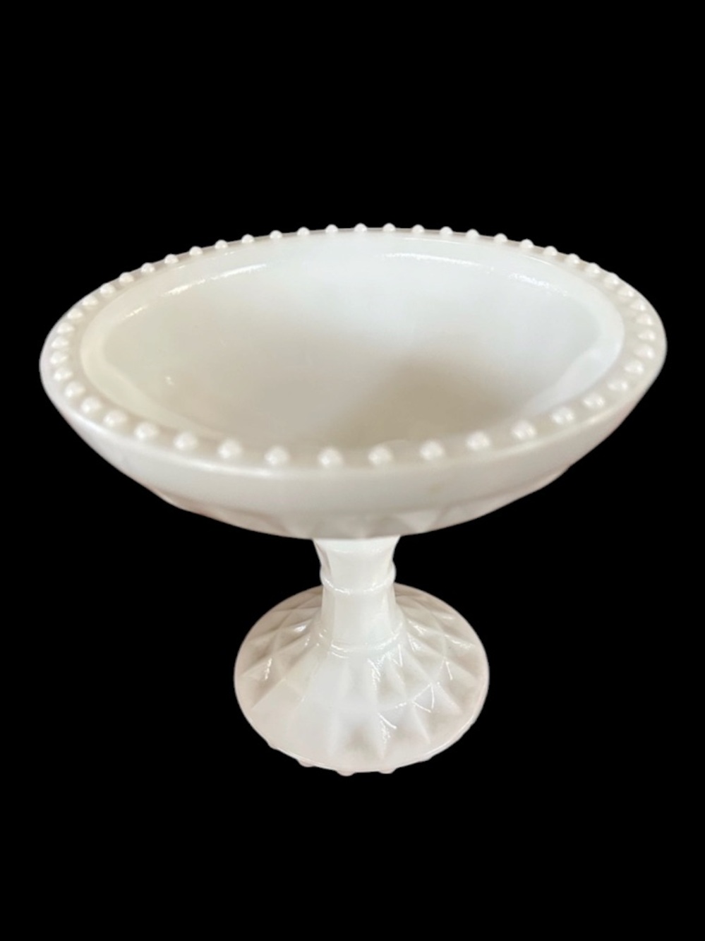 Vintage White Milk Glass Compote Dish